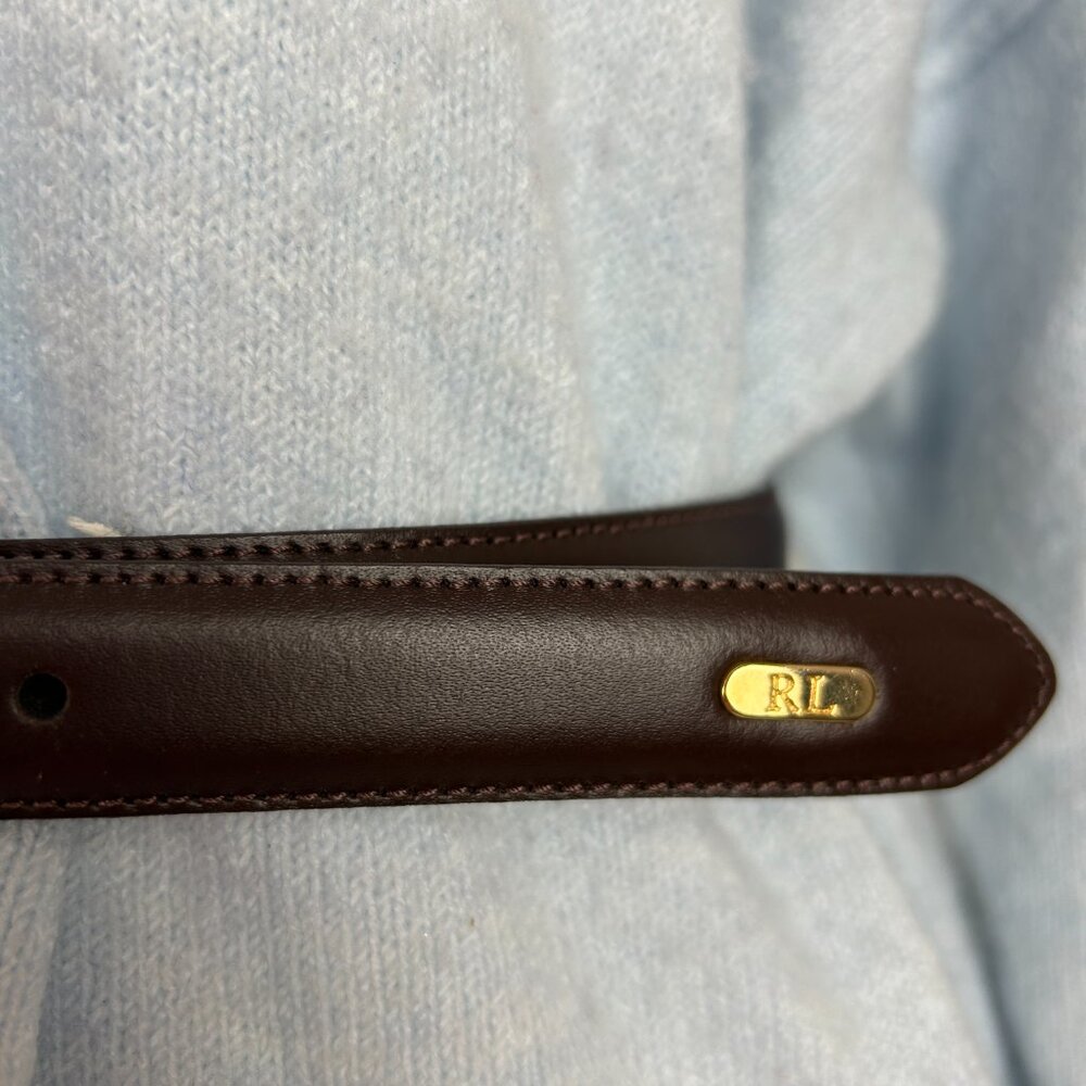 Vtg Ralph Lauren Belt Womens M Brown Leather Made In Argentina Skinny - Picture 9 of 11